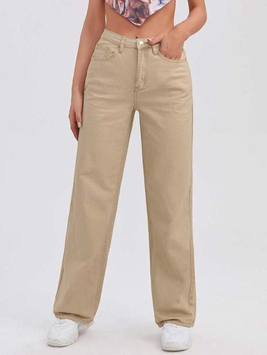 Beige Wide Leg Jeans