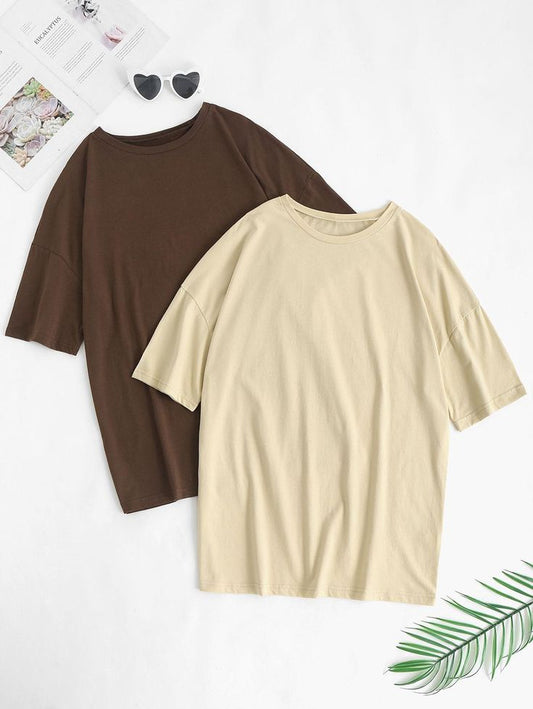 Pack of 2 T-shirt ( Beige - Brown)