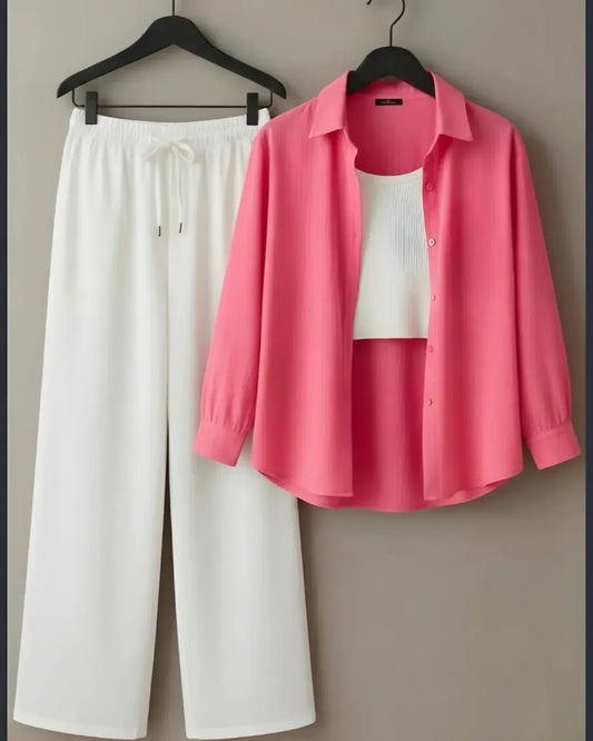Pink button down White Flapper White inner