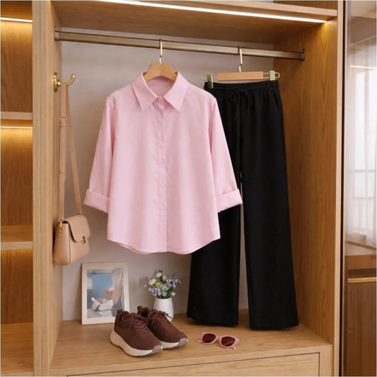 Pink button down Black Flapper