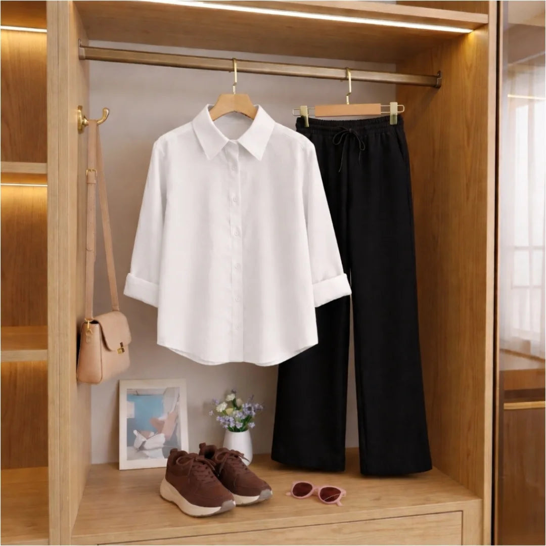 White button down Black Flapper