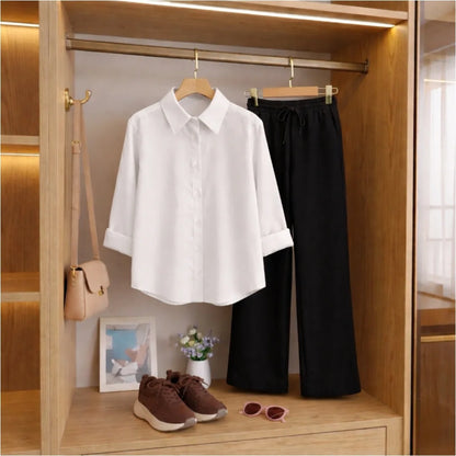 White button down Black Flapper