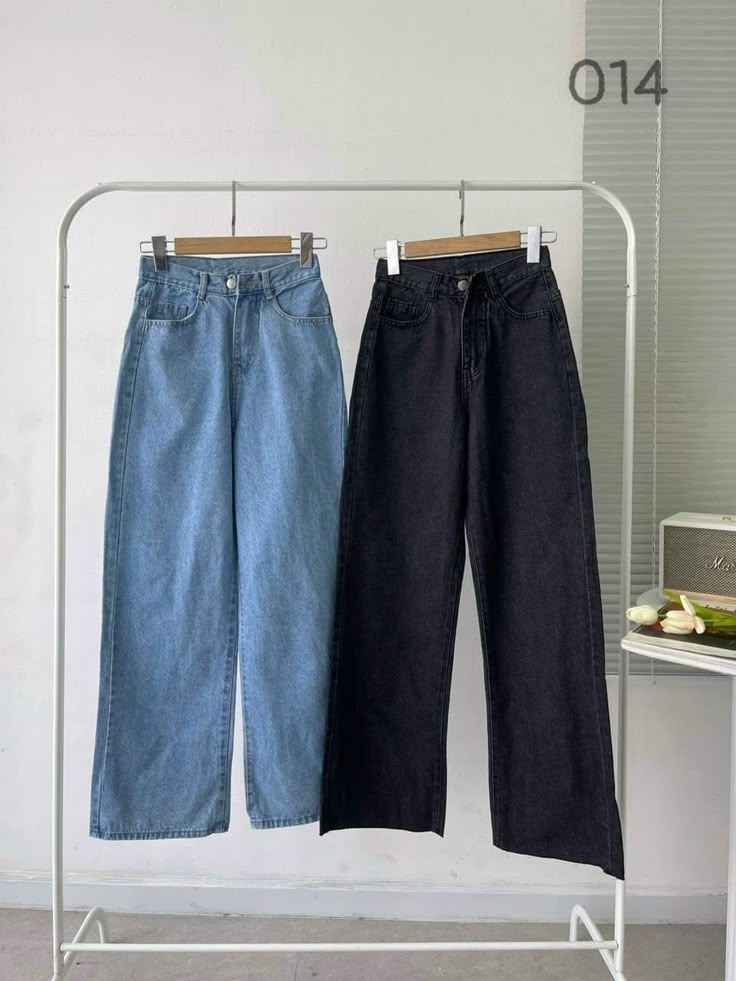 Pack of 2 Wide Leg Jeans - Black - Sky Blue