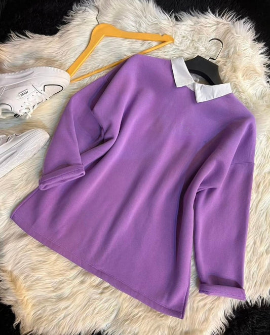 LILAC CLASSIC COLLAR SWEATSHIRT