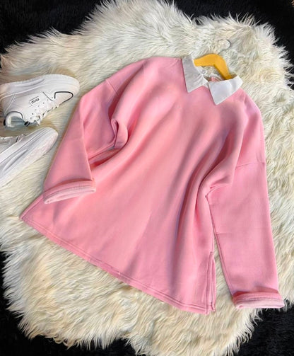 PINK COLLAR SWEATSHIRT WHITE BACKGROUND