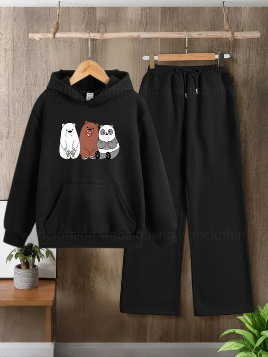 BLACK HOODIE 3 BEAR-BLACK FLAPPER
