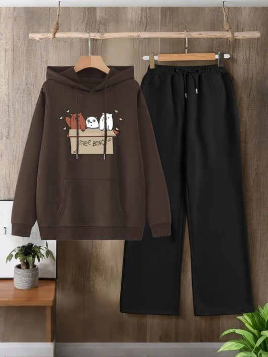 BROWN HOODIE FREE BEAR-BLACK FLAPPER