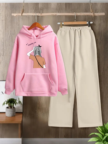 PINK HOODIE MEETING YOU-BEIGE FLAPPER