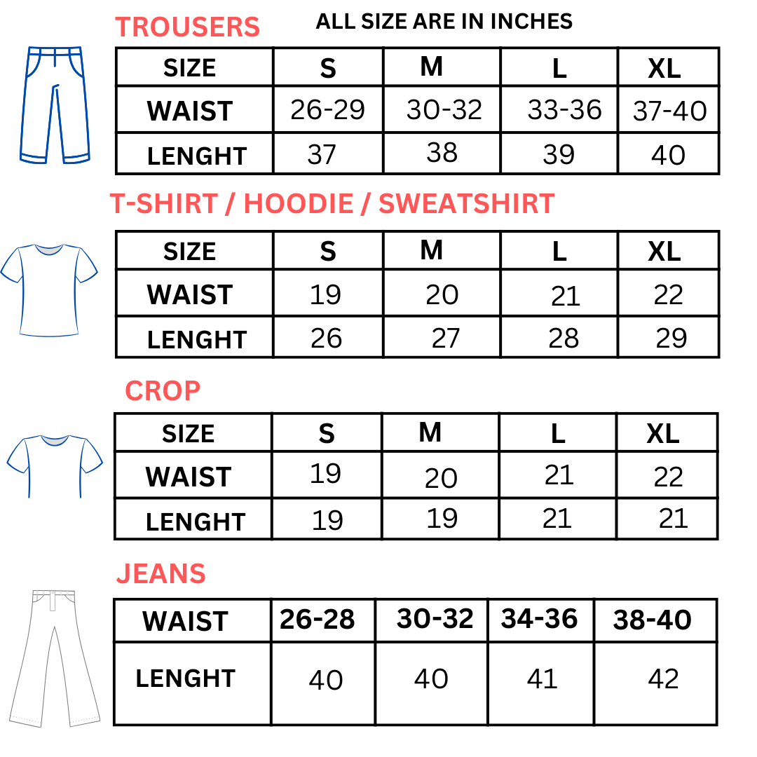 WABCLOTHING SIZE CHART