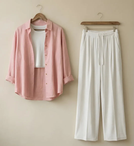 Pink button down White Flapper White inner