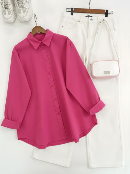 S.Pink Button Down White jeans