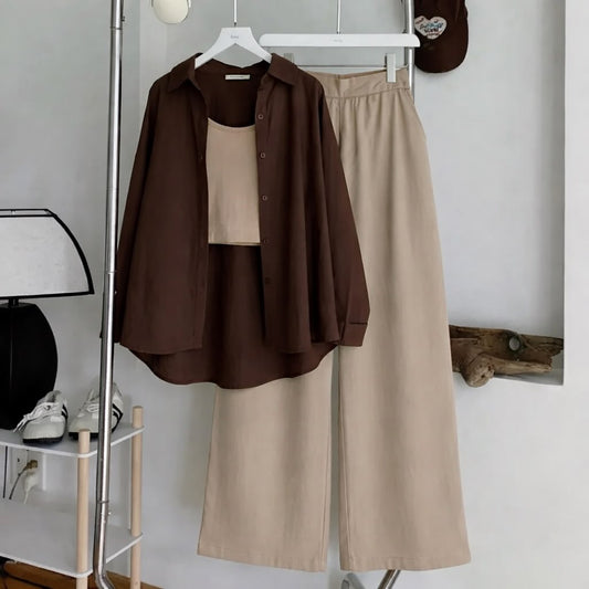 Brown button Down Beige Flapper Beige inner