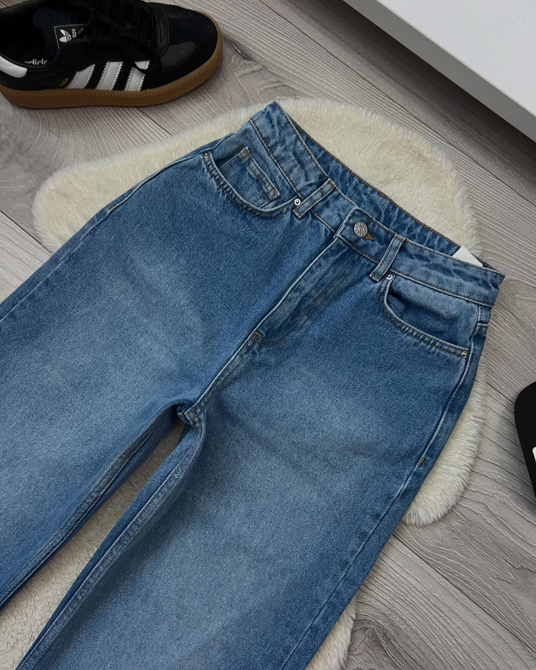 Mid Blue Wide Leg Jeans