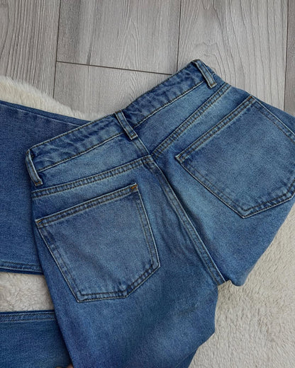 Mid Blue Wide Leg Jeans