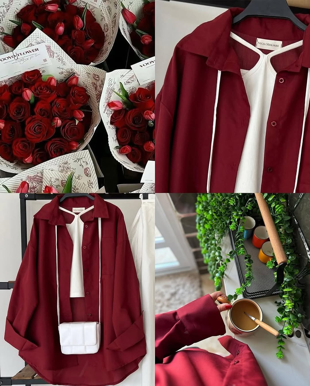 Maroon Button Down Shirt
