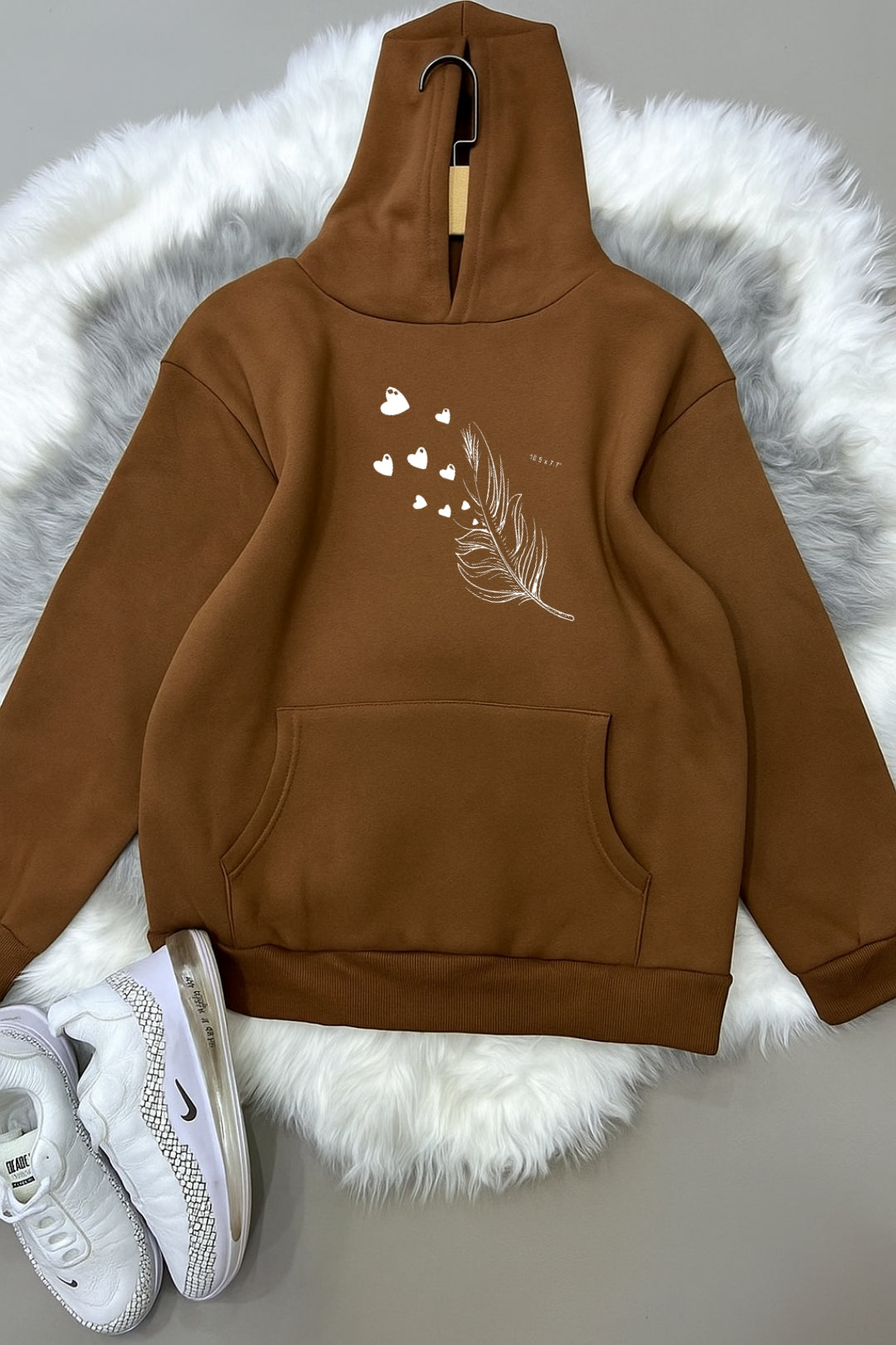 Brown Hoodie Feather