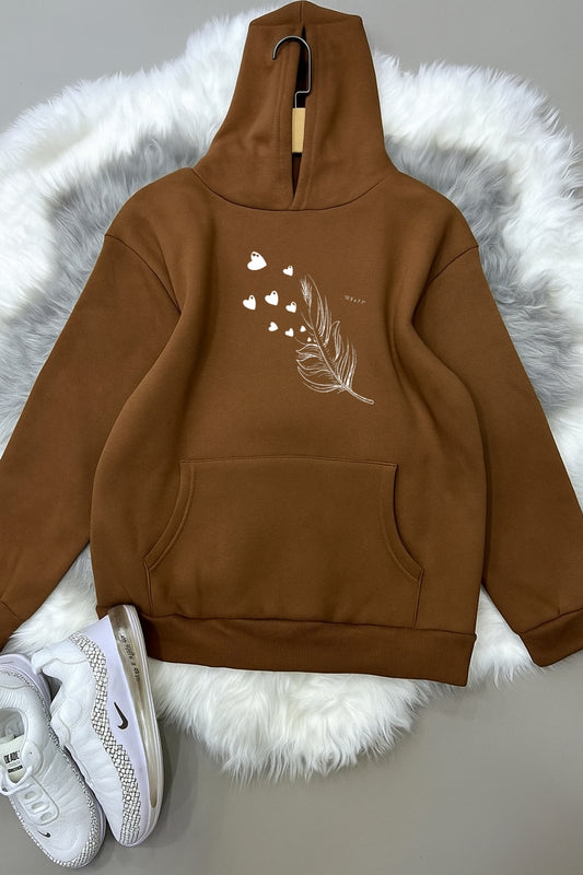 Brown Hoodie Feather