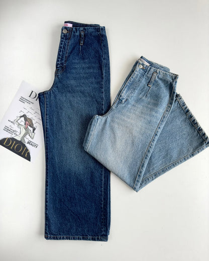 Pack of 2 Wide Leg Jeans - Mid Blue - Sky Blue