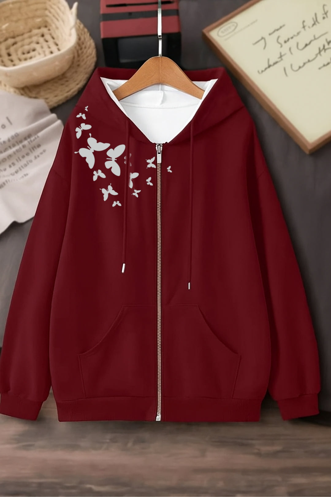 Maroon Zipper shoulder butterfly