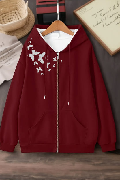Maroon Zipper shoulder butterfly