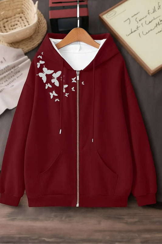 Maroon Zipper shoulder butterfly