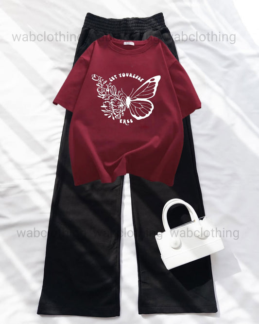 Maroon T-shirt Get Yourself Free Butteryfly - Black High Waist Flapper
