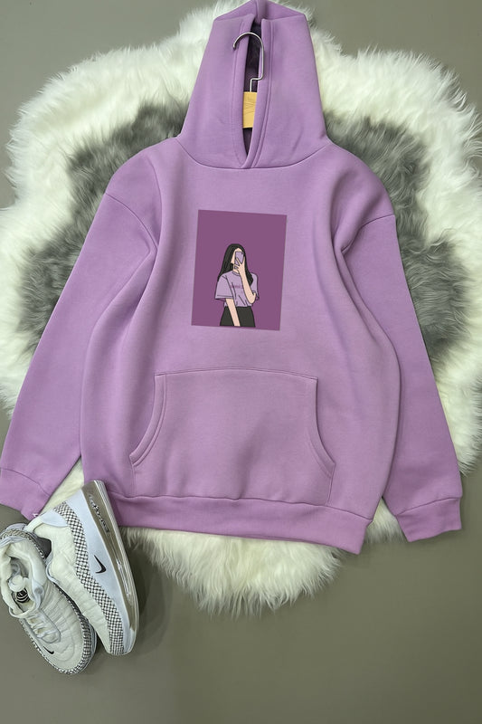 Lilac Hoodie Selfie Girl