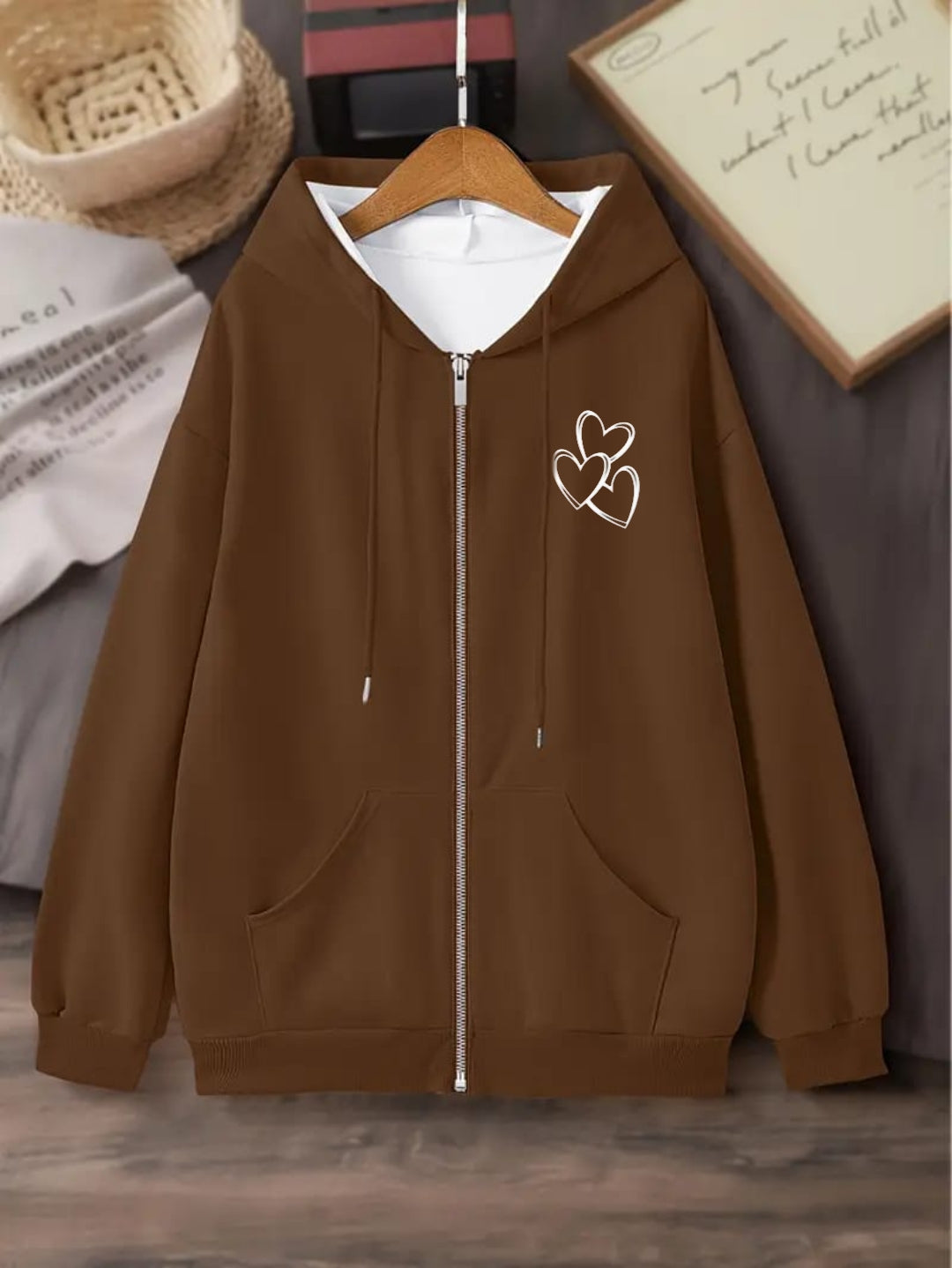 Brown Zipper 3 heart