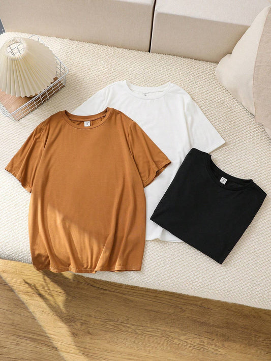 Pack of 3 T-shirt ( Brown - White - Black )